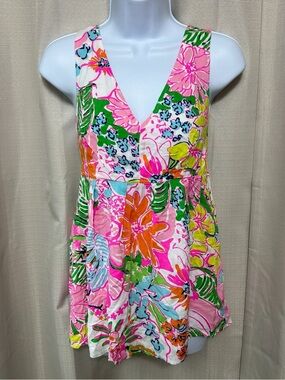 Lilly Pulitzer for Target Floral V-Neck Tank Top in Pink, Green, Blue, Orange